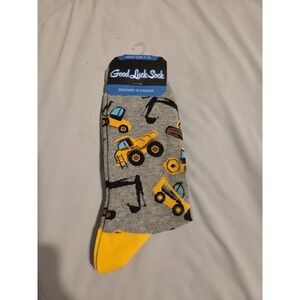 Good Luck Sock Construction 1457 Adult Gray Orange Yellow 7-12 Socks New